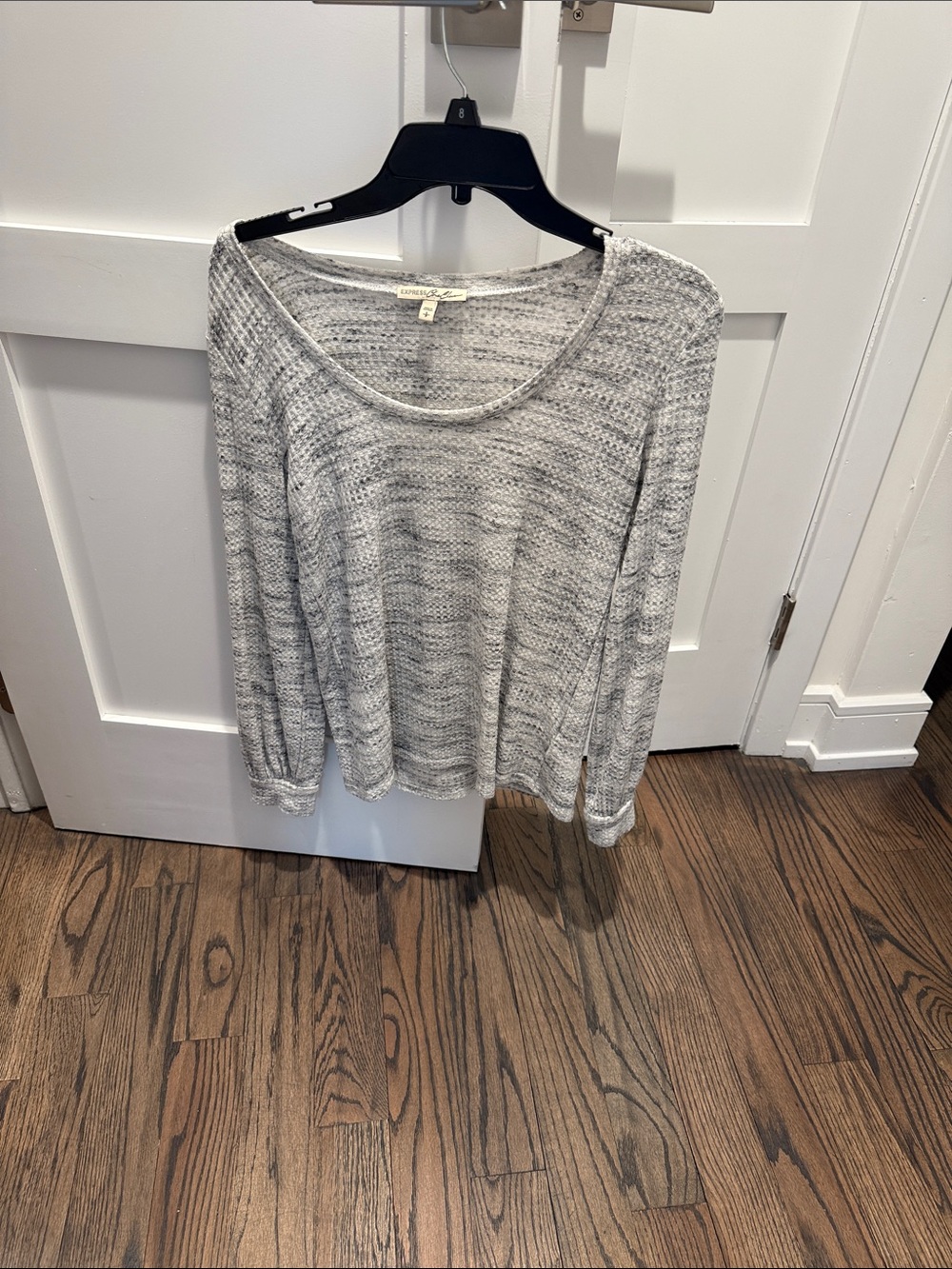 Light Gray Knit Balloon Sleeve Sweater